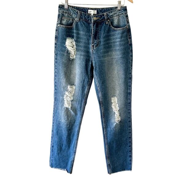 Revolve By The Way Sasha Distressed Mid Wash Denim Jeans Size 26 - Picture 1 of 7